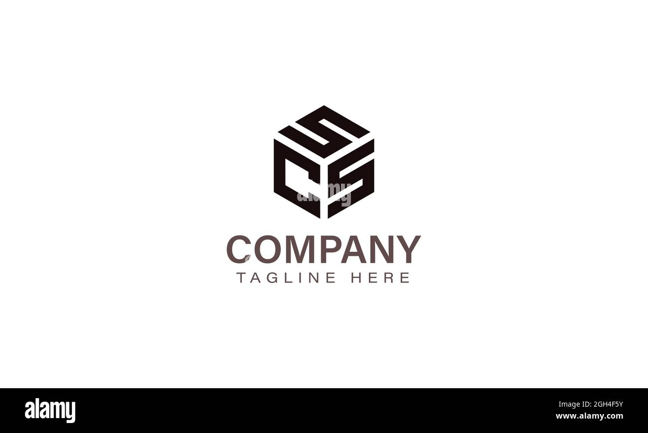 Logo SCS Letter, Logo a tre lettere, modello di icona vettoriale a forma esagonale Alphabet S C S. Illustrazione Vettoriale