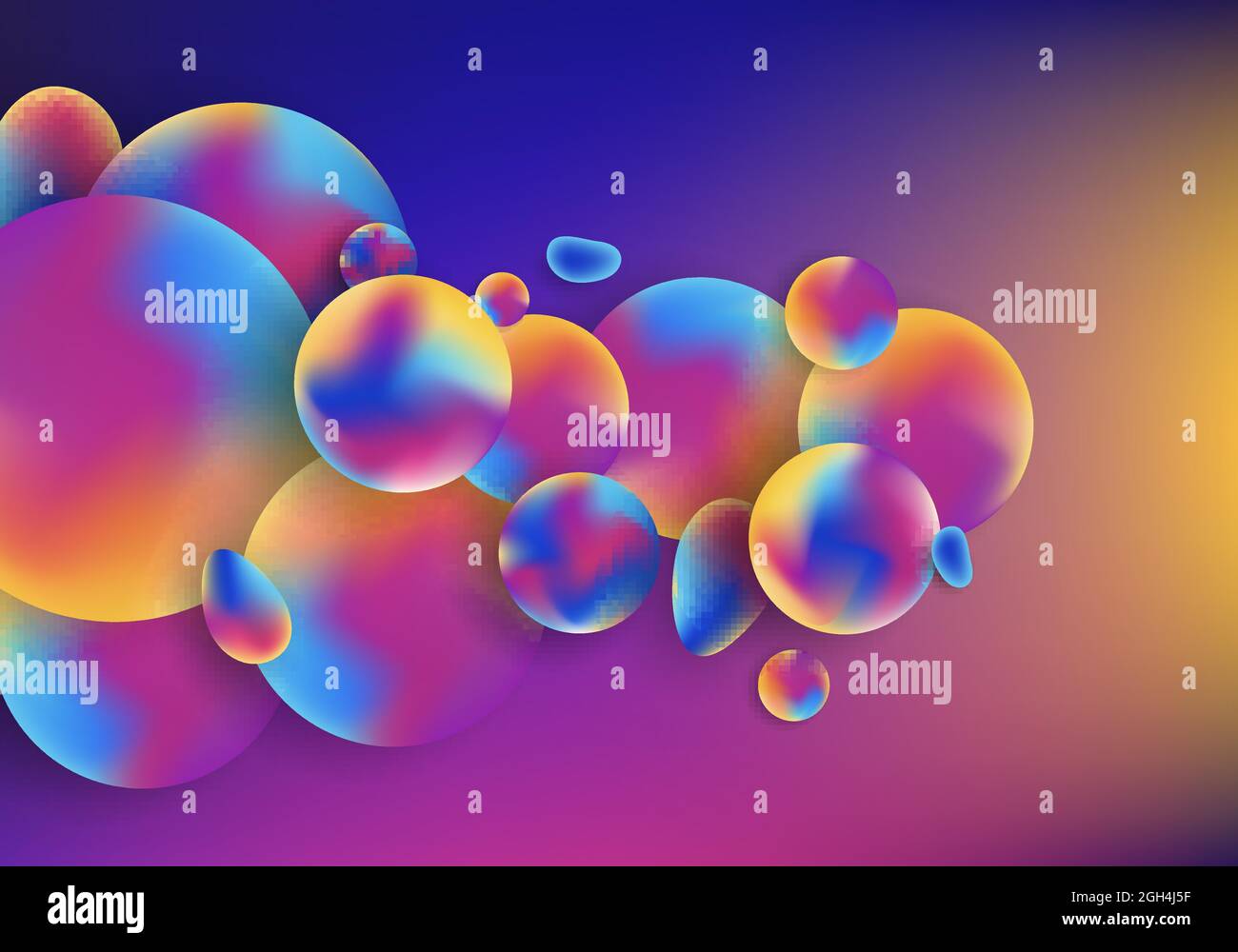 3D trendy astratto vivaci cerchi colore sfere fluide forme elementi su sfondo vivace. Illustrazione vettoriale Illustrazione Vettoriale