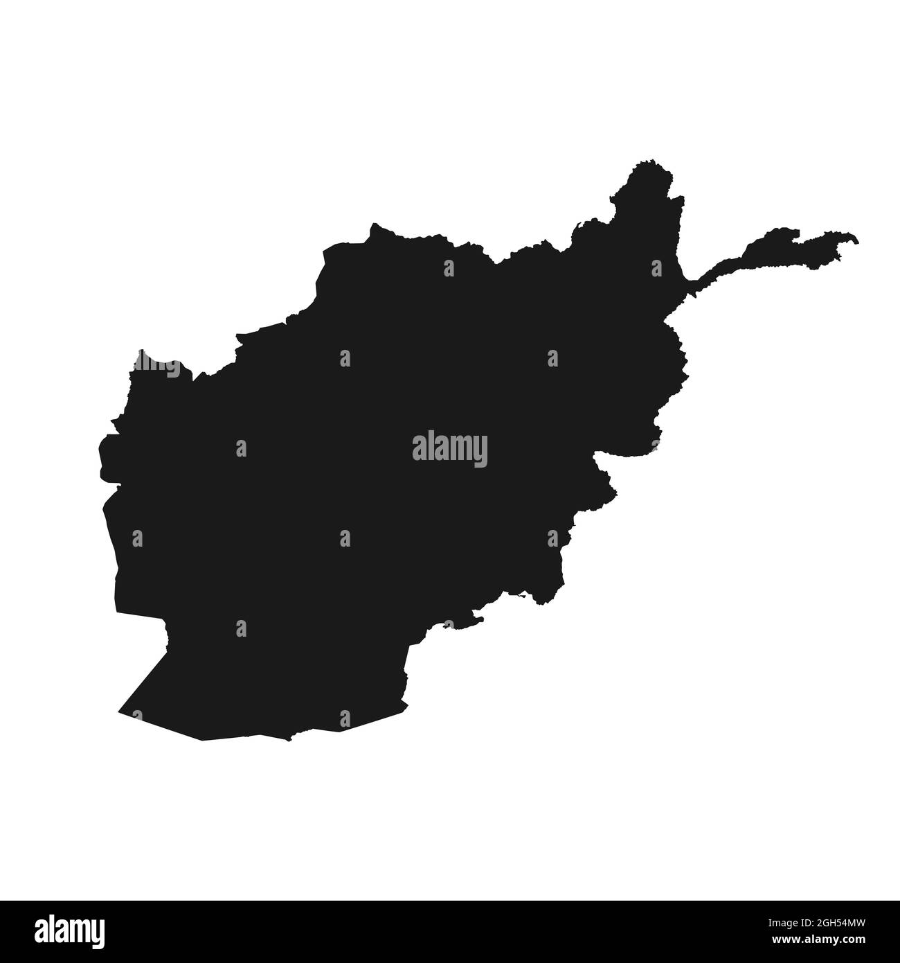 Silhouette vettoriale dettagliata dell'Afghanistan. Contorno del confine di stato su sfondo bianco. Illustrazione Vettoriale