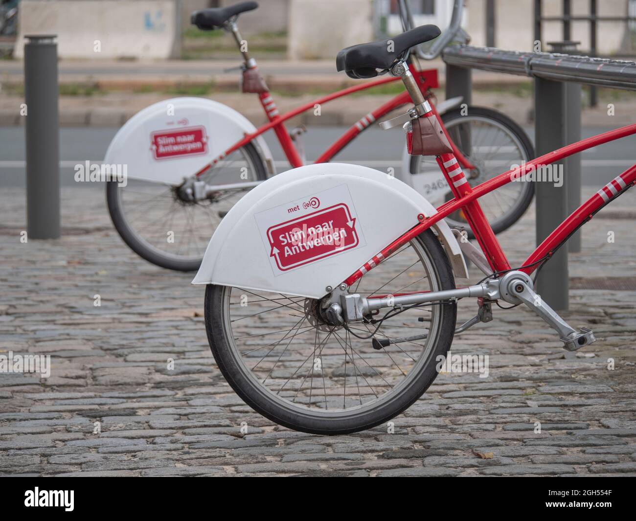 Anversa, Belgio, 21 agosto 2021, noleggiare una bicicletta condivisa, biciclette a noleggio con l'iscrizione, Smart ad Anversa Foto Stock