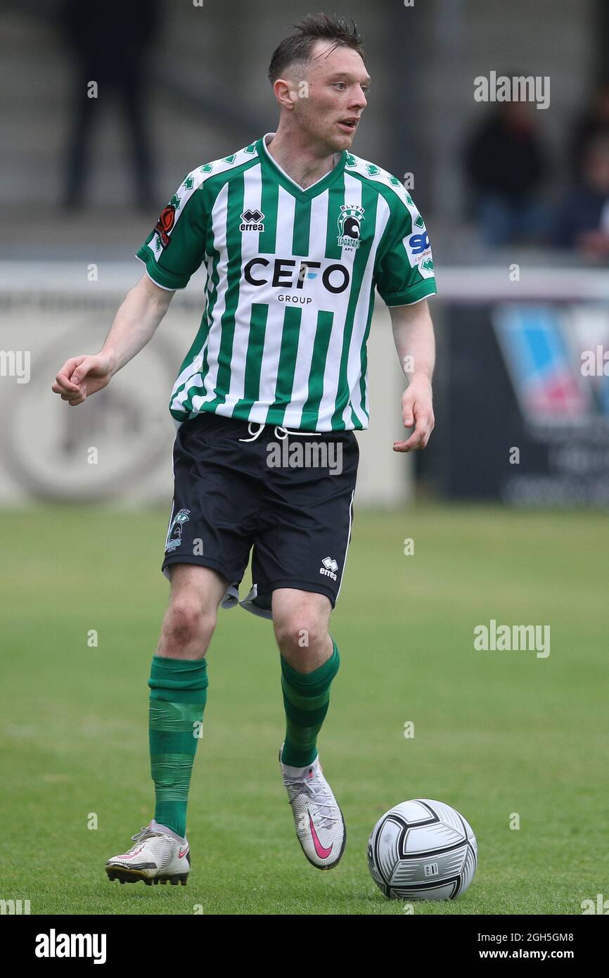 Karl Byrne di Blyth Spartans in azione durante la partita della Vanarama National League North tra Blyth Spartans AFC e Brackley Town al Croft Park di Blyth sabato 4 settembre 2021. (Credit: Will Matthews | MI News) Credit: MI News & Sport /Alamy Live News Foto Stock