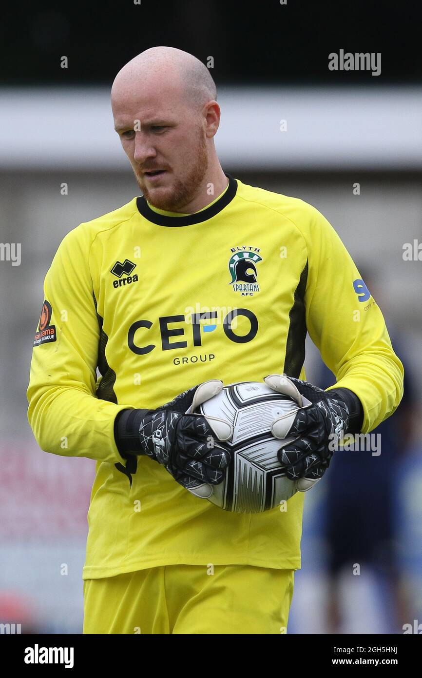 Alex Curran di Blyth Spartans visto durante la partita Vanarama National League North tra Blyth Spartans AFC e Brackley Town a Croft Park, Blyth sabato 4 settembre 2021. (Credit: Will Matthews | MI News) Credit: MI News & Sport /Alamy Live News Foto Stock