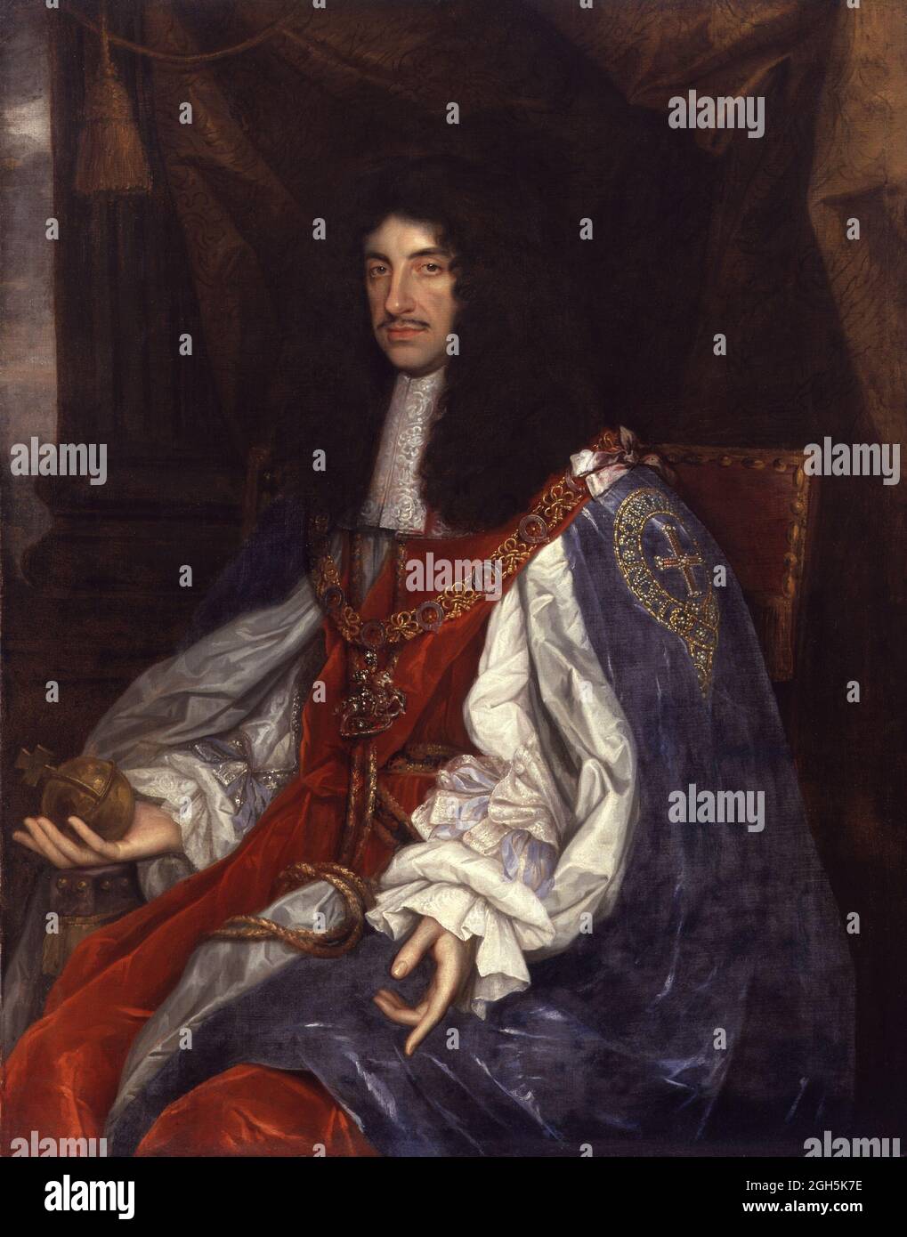 Ritratto di Re Carlo II che fu Re d'Inghilterra dal 1660 al 1685 Foto Stock
