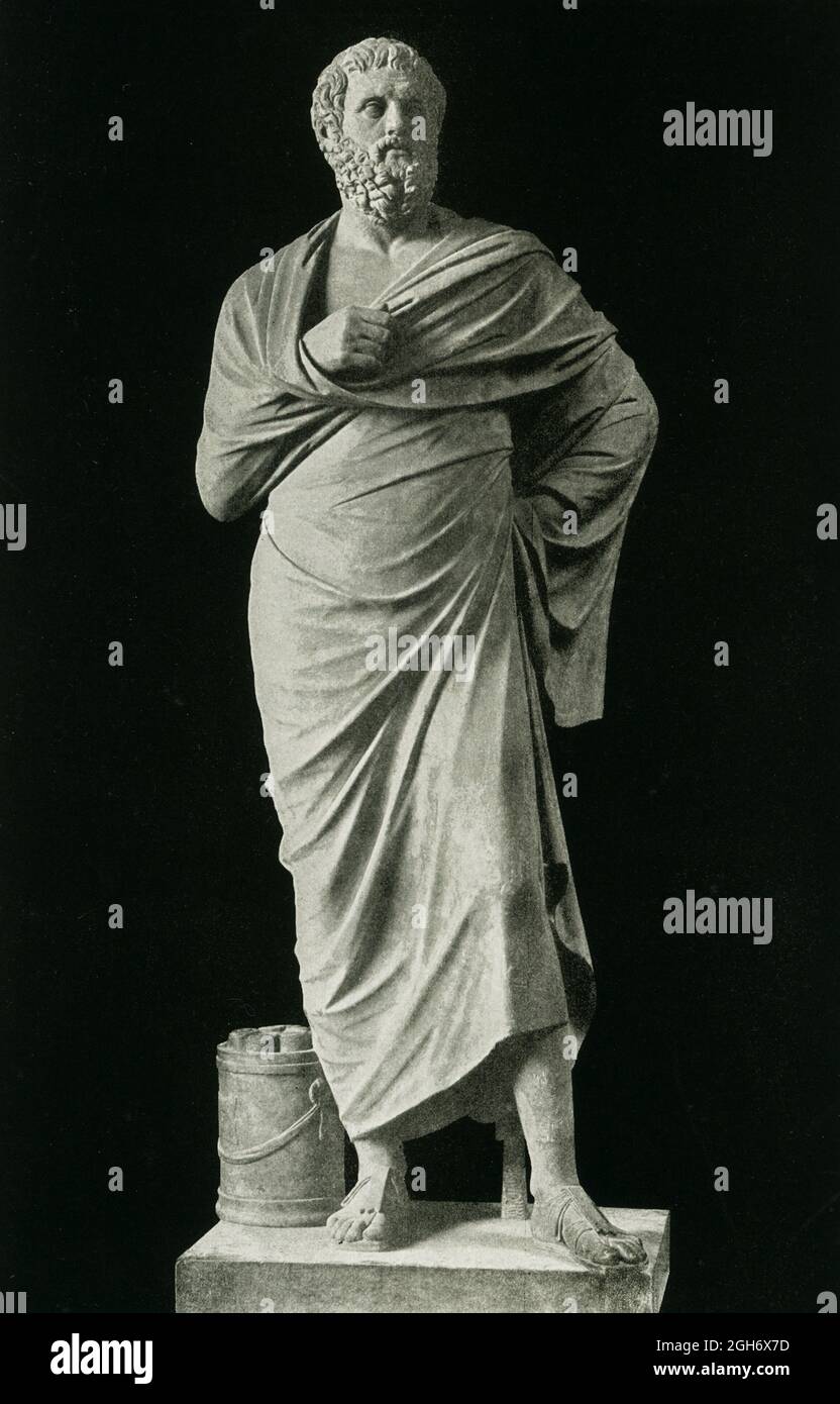 Sophocles ( ca 497/6 – 406/5 a.C.) è uno dei tre tragediani greci di cui sono sopravvissute le opere, gli altri due sono Aeschylus ed Euripide. Il più noto dei suoi drammi del 123 è Oedipus il Re. L'originale della statua è nel Museo Laterano di Roma. Foto Stock