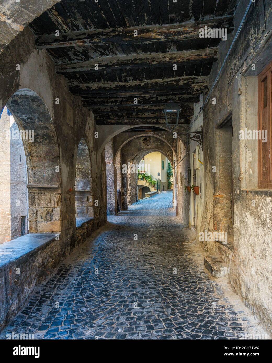 Vista panoramica a Palombara Sabina, bellissima cittadina in provincia di Roma, Lazio, Italia. Foto Stock