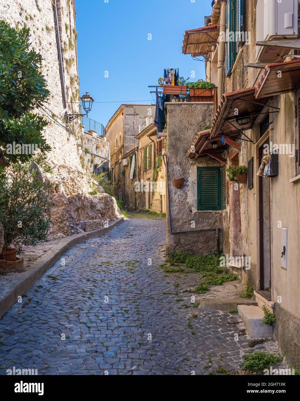 Vista panoramica a Palombara Sabina, bellissima cittadina in provincia di Roma, Lazio, Italia. Foto Stock