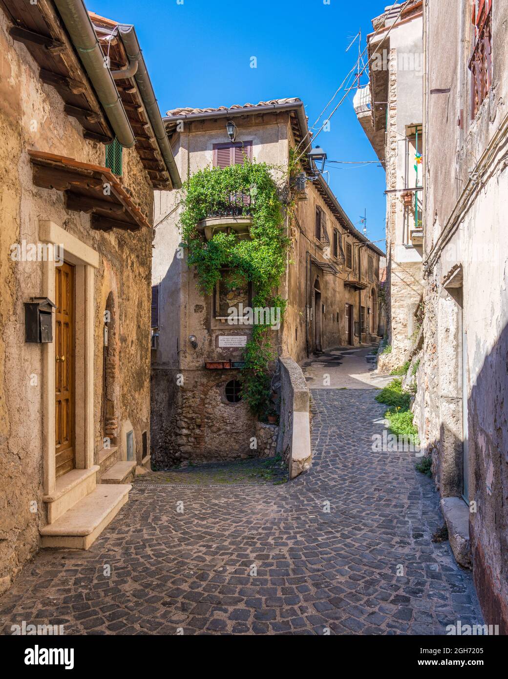 Vista panoramica a Palombara Sabina, bellissima cittadina in provincia di Roma, Lazio, Italia. Foto Stock