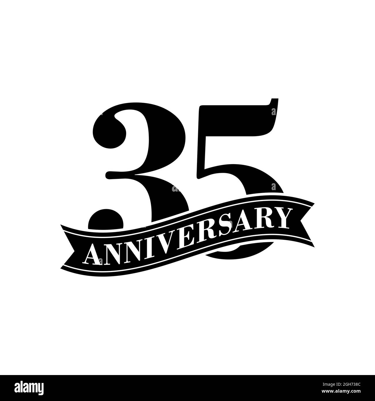 Modello di disegno di illustrazione di stock vettoriale di anniversario di 35 anni. Illustrazione Vettoriale