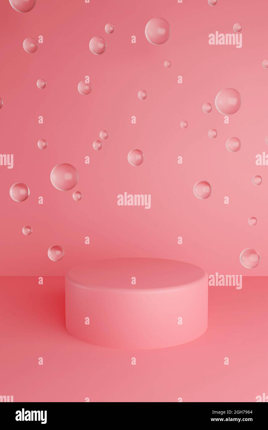 Sfondo 3d minimal color rosa pastello. Poster design con piattaforma podio studio. Rendering 3d astratto. Fase minima per il concetto di business. Foto Stock