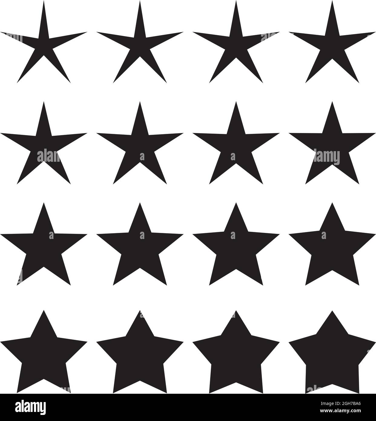 raccolta vettoriale di forme a stella isolate su sfondo bianco. design delle icone brillanti del flash. segni grafici astratti delle stelle Illustrazione Vettoriale