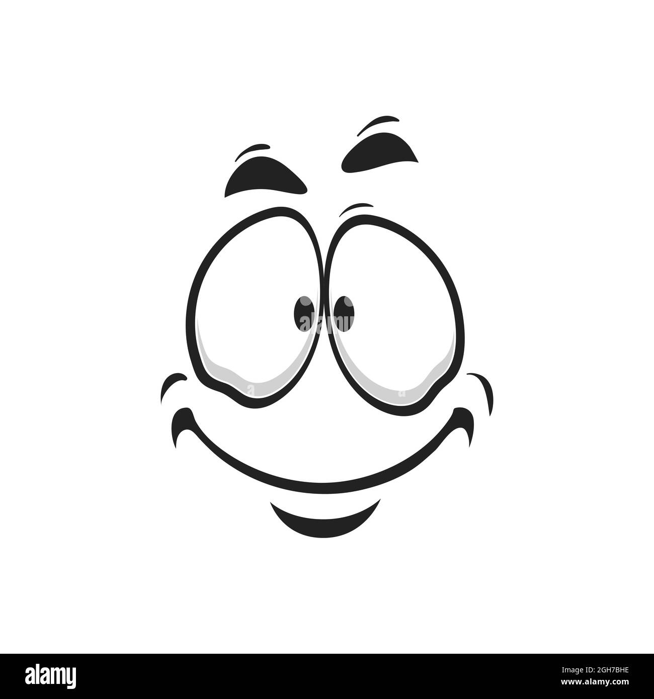 Emoji soddisfatto, supporto centro bot avatar con sorriso gentile isolato testa ridente, mondo sorriso giorno simbolo. Felice sorridente con bocca ridente, emoticon Illustrazione Vettoriale