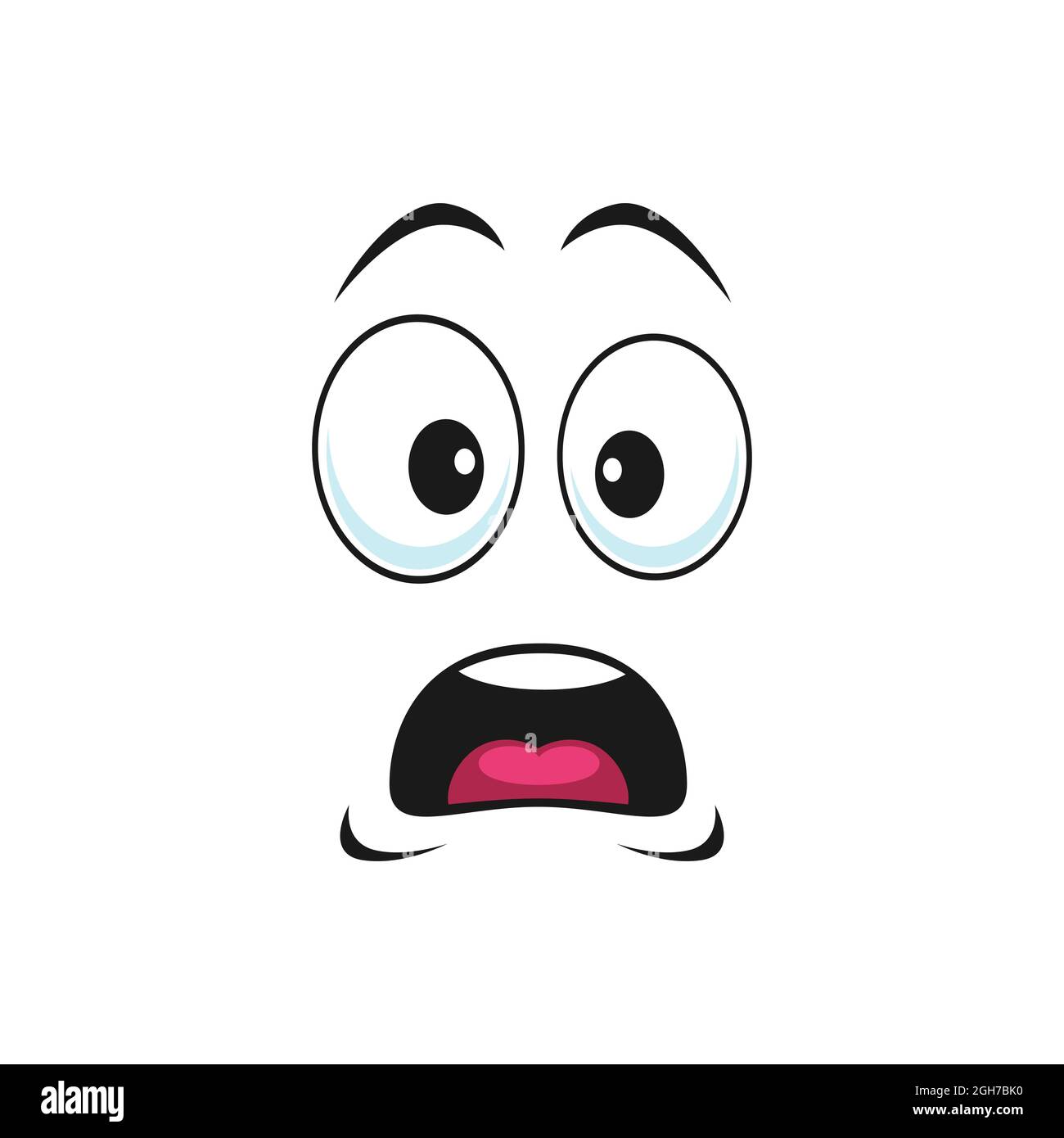 Emoticon stupito con bocca aperta, grandi occhi isolati preoccupato ...
