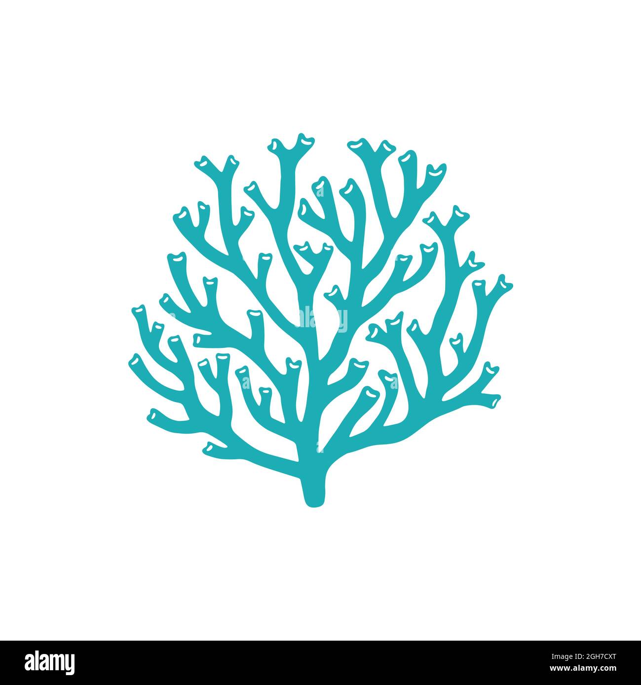 Catalaphyllia jardinei grande pietra di polipo calcarea corallo isolato icona. Acropidi vettoriali, alghe acquari, coralli molli sulla barriera corallina. Pianta subacquea con Illustrazione Vettoriale