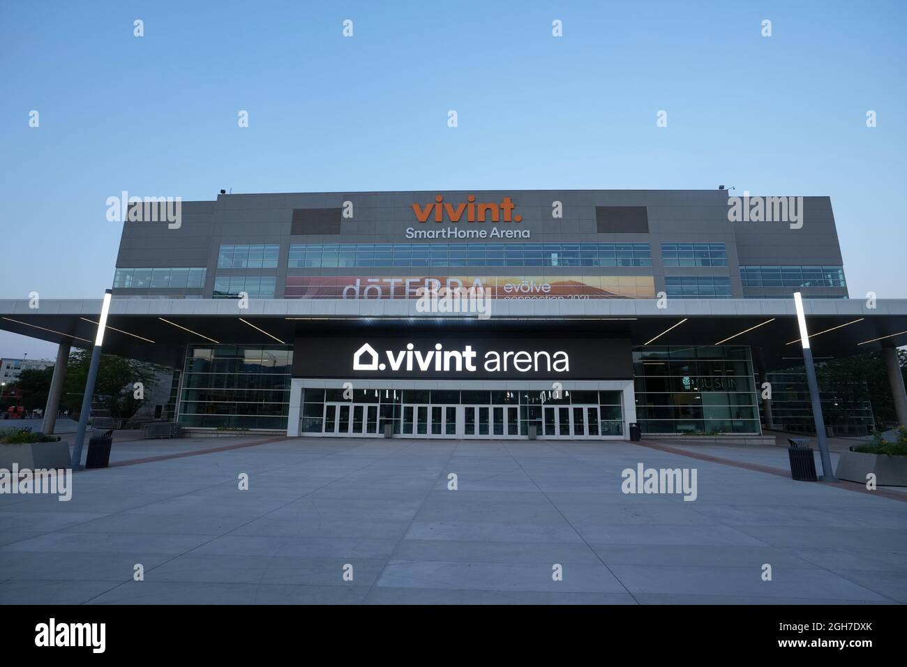 Vista generale della Vivint Smart Home Arena, domenica 5 settembre 2021, a Salt Lake City. Il locale ospita lo Utah Jazz of the NBA. Foto Stock