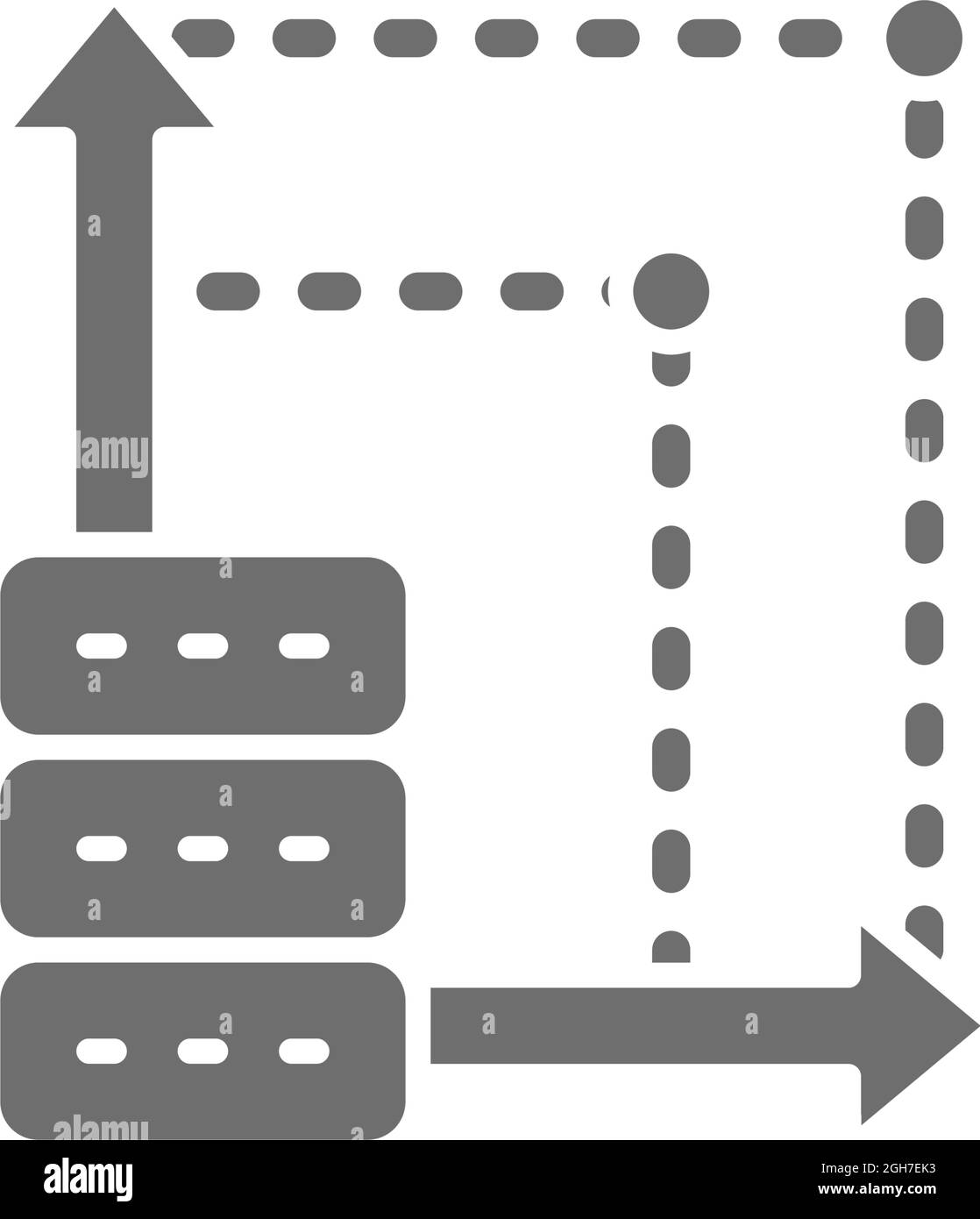 Server avanzato, più spazio nell'icona grigia dello storage cloud. Illustrazione Vettoriale
