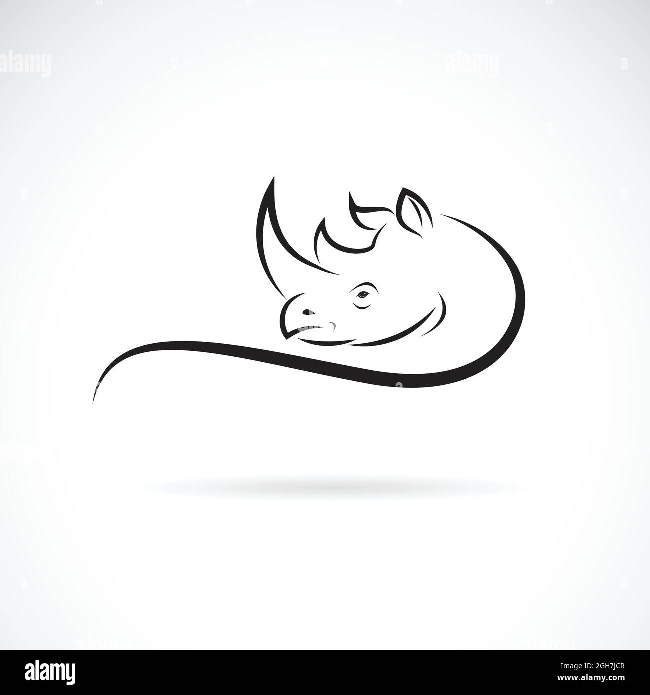 Vettore di rhinoceros testa disegno su uno sfondo bianco. Animali selvatici. Logo o icona Rhino. Illustrazione vettoriale a livelli facilmente modificabile. Illustrazione Vettoriale