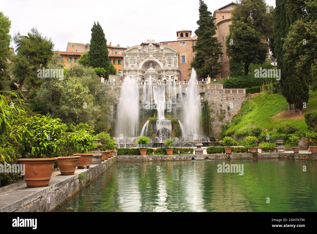 Fontana dell'organo nei Giardini di Villa d'Este, Tivoli, Italia. Lista del Patrimonio Mondiale dell'UNESCO Foto Stock