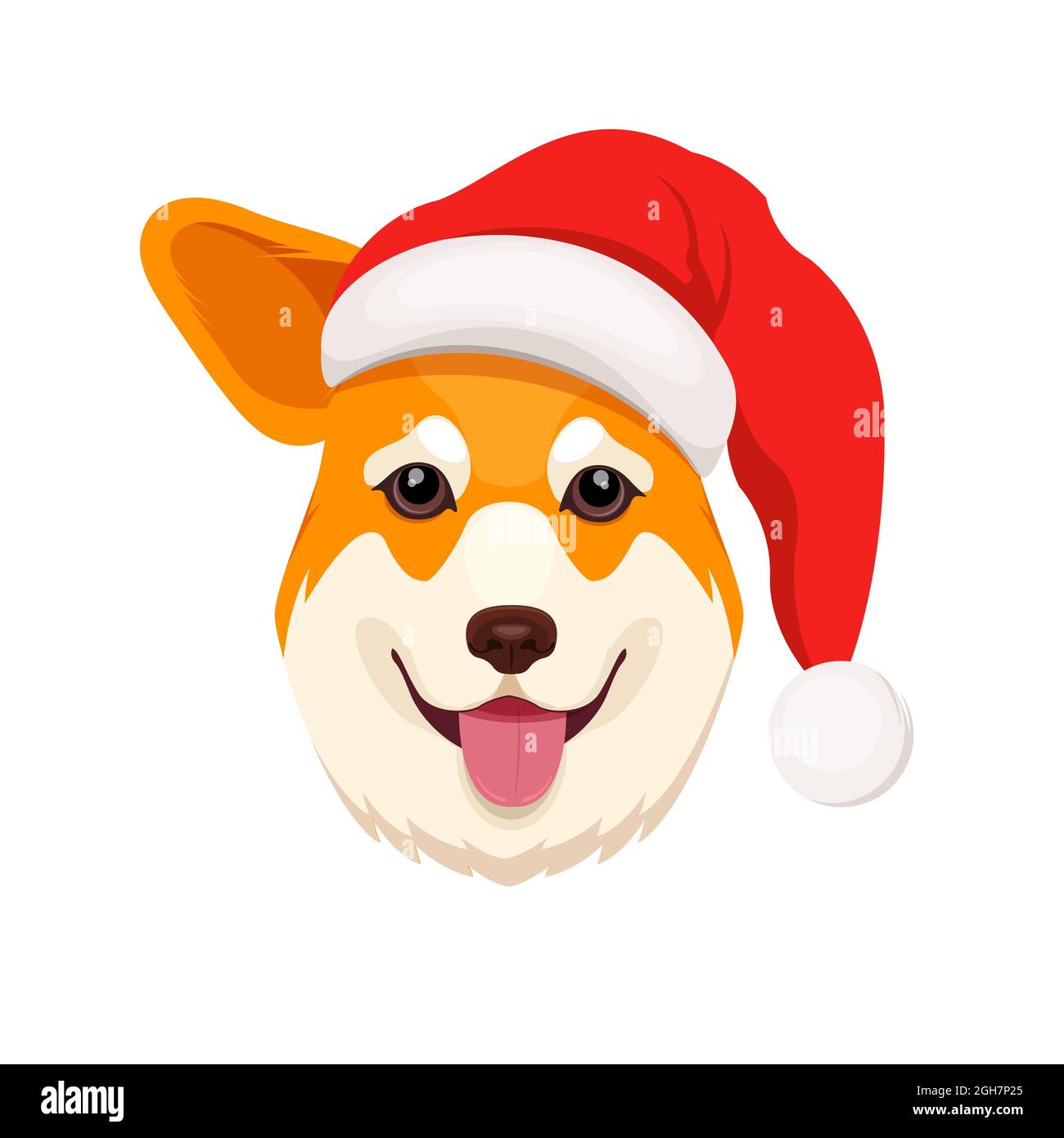 Divertente cane corgi in cappello Babbo Natale Illustrazione Vettoriale