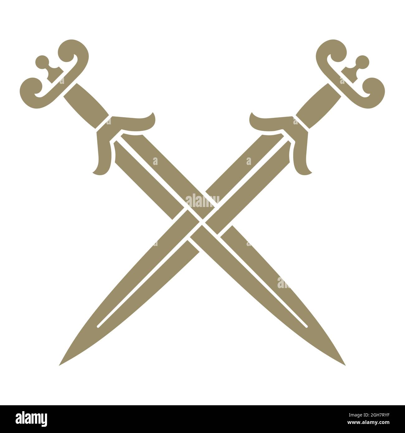 Old Norse, design vichingo. Due spade vichinghe incrociate Illustrazione Vettoriale