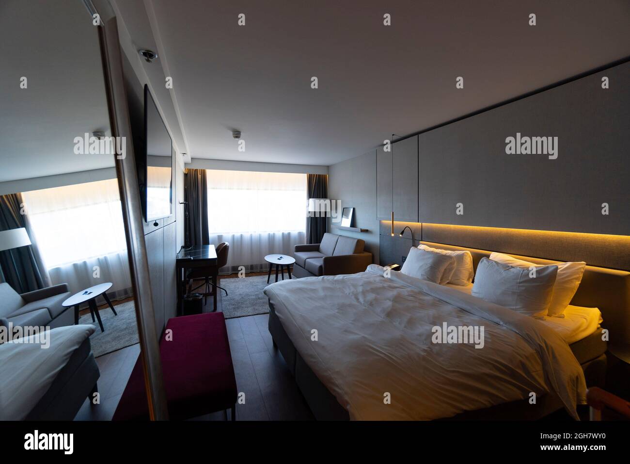 Camera al Radisson Blue Oslo hotel a Oslo, Norvegia, Europa Foto Stock
