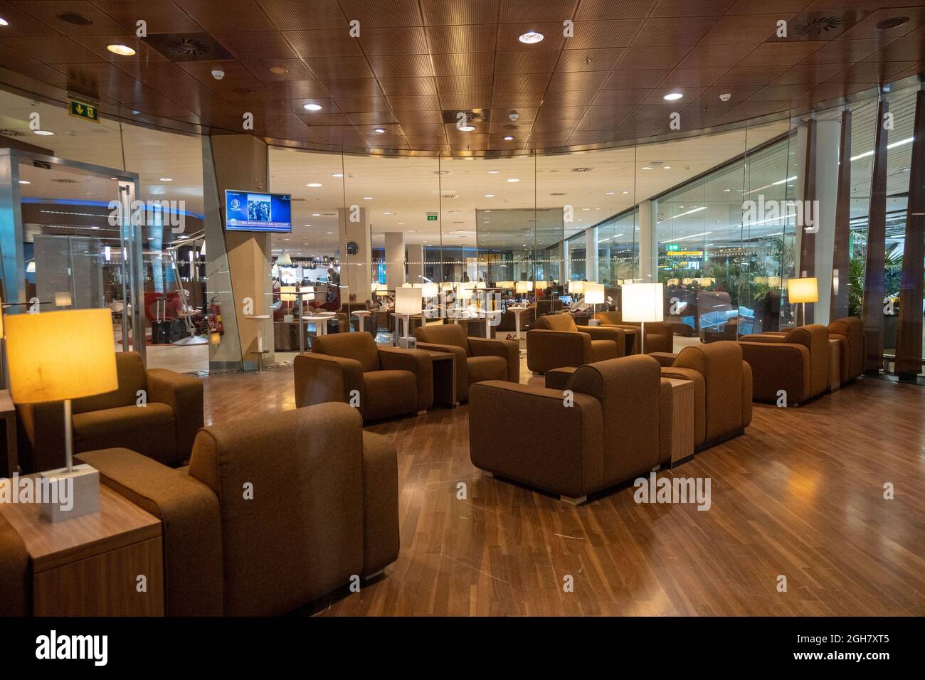 KLM Crown Lounge all'aeroporto Schiphol di Amsterdam, Paesi Bassi, Europa Foto Stock
