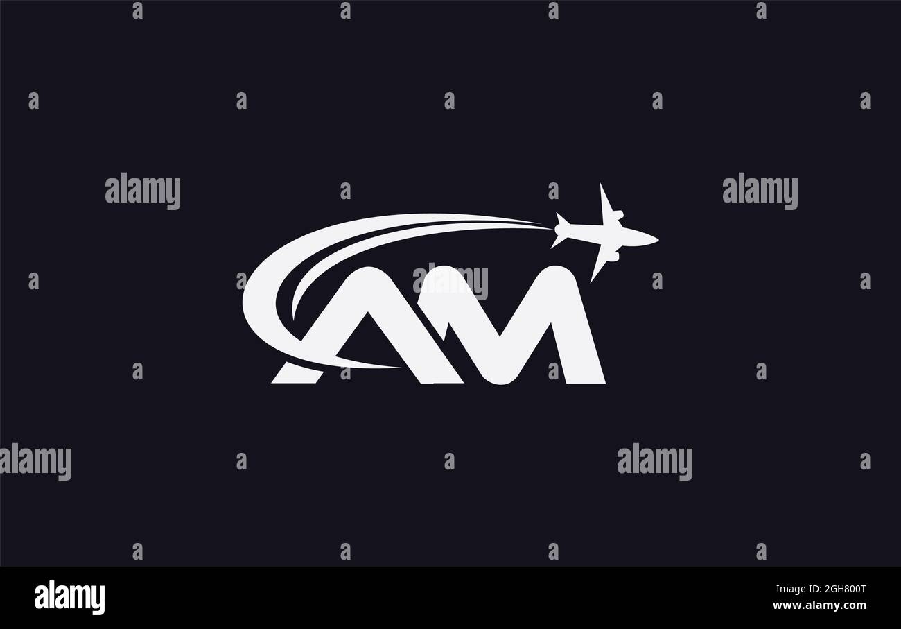 Design semplice e moderno del logo Airplane per compagnie aeree, biglietti  aerei, agenzie di viaggio con lettera AM per marchio e business Foto stock  - Alamy