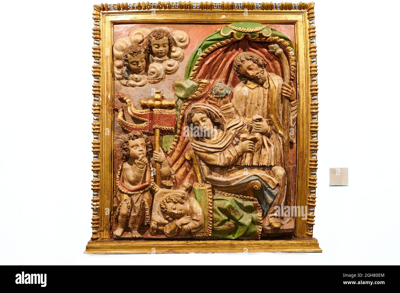 Natividad in legno policromo del XVII secolo, primo museo diocesano costruito in Spagna, Museo Diocesano Regina Coeli, Santillana del Mar, Cantabria, Spagna Foto Stock
