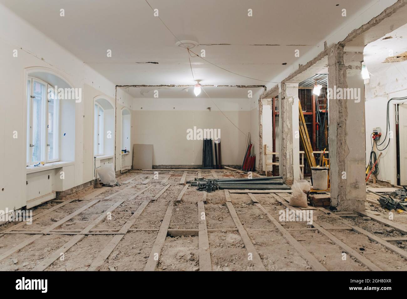 Interno di casa vuota interno in cantiere Foto Stock