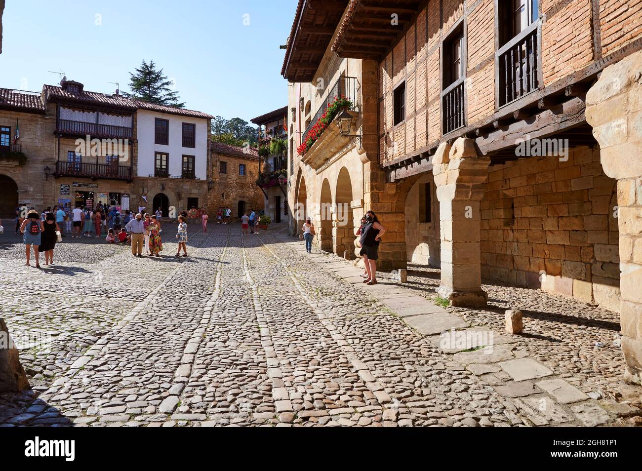 Piazza principale, Santillana del Mar, Cantabria, Spagna, Europa Foto Stock