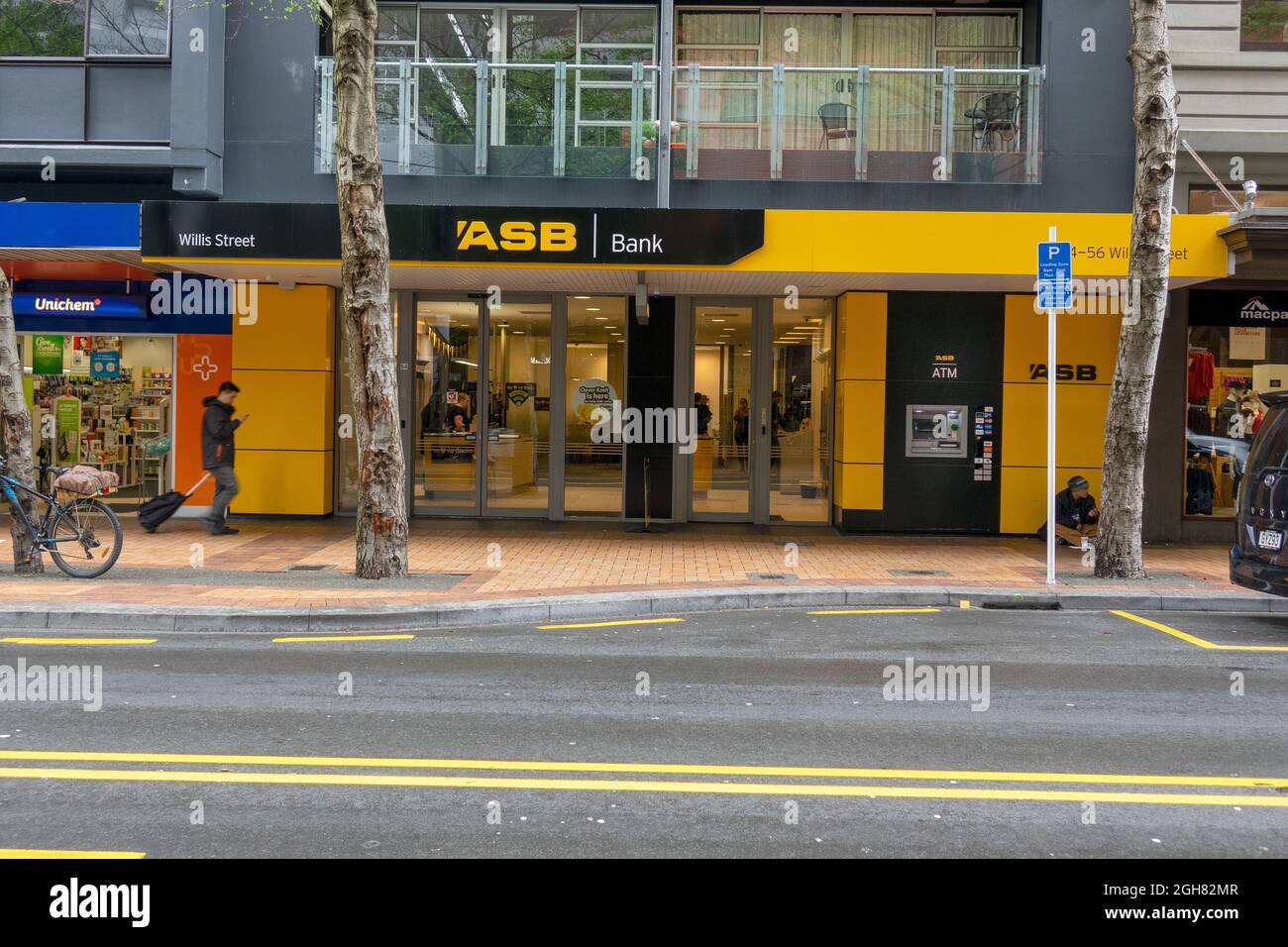 ASB Bank su Willis Street Wellington Nuova Zelanda di proprietà della Commonwealth Bank of Australia (Commonwealth Bank) Foto Stock