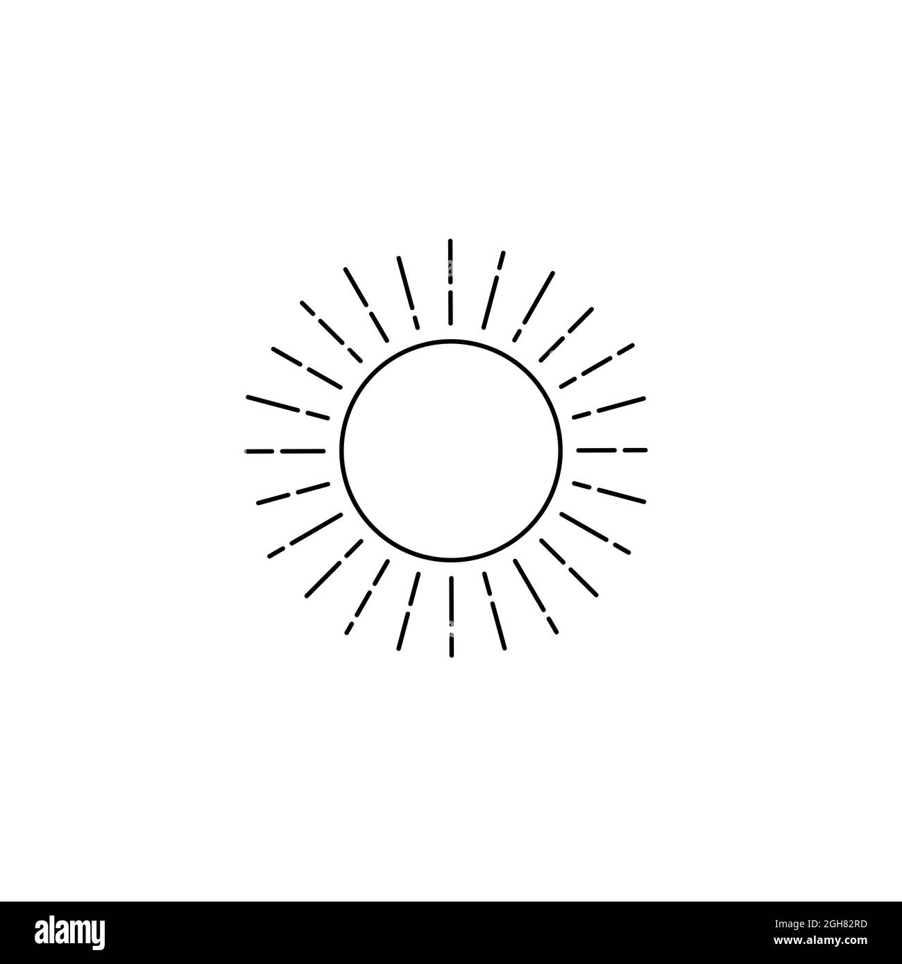 Logo Sun lineare, retro Sun Ray, emblema Sun Burst, logo Sunshine Sunburst, Illustrazione vettoriale isolata Illustrazione Vettoriale