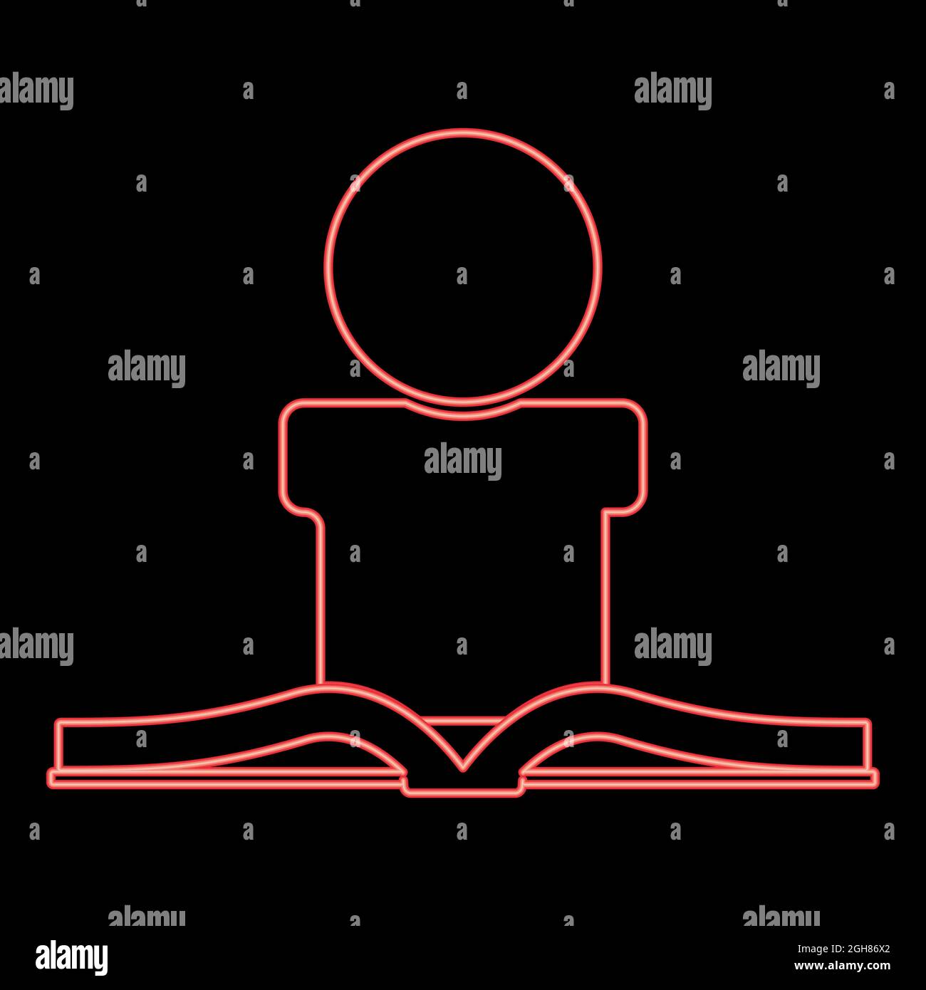 Neon uomo libro di lettura rosso colore vettore illustrazione piatta stile luce immagine Illustrazione Vettoriale