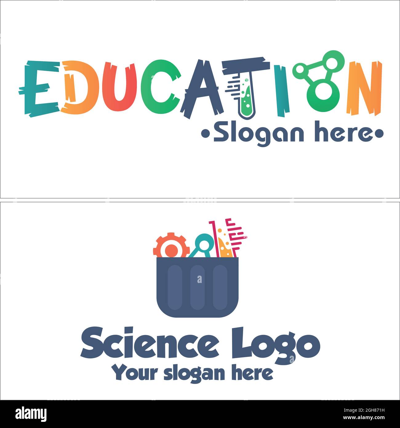 Education Science Labs colorato logo design Illustrazione Vettoriale