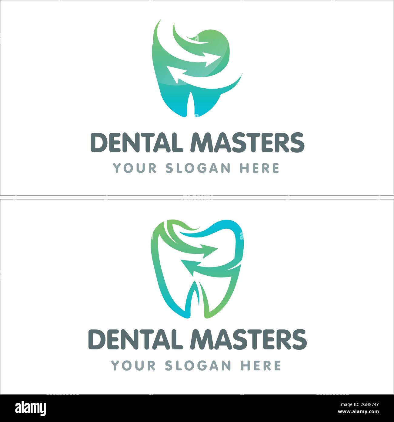 Dentale freccia consulenza verde logo design Illustrazione Vettoriale