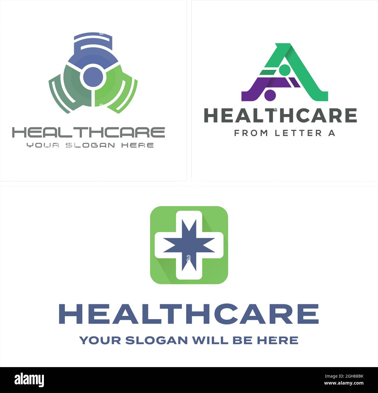 Personale sanitario medico cross Hospital logo design Illustrazione Vettoriale