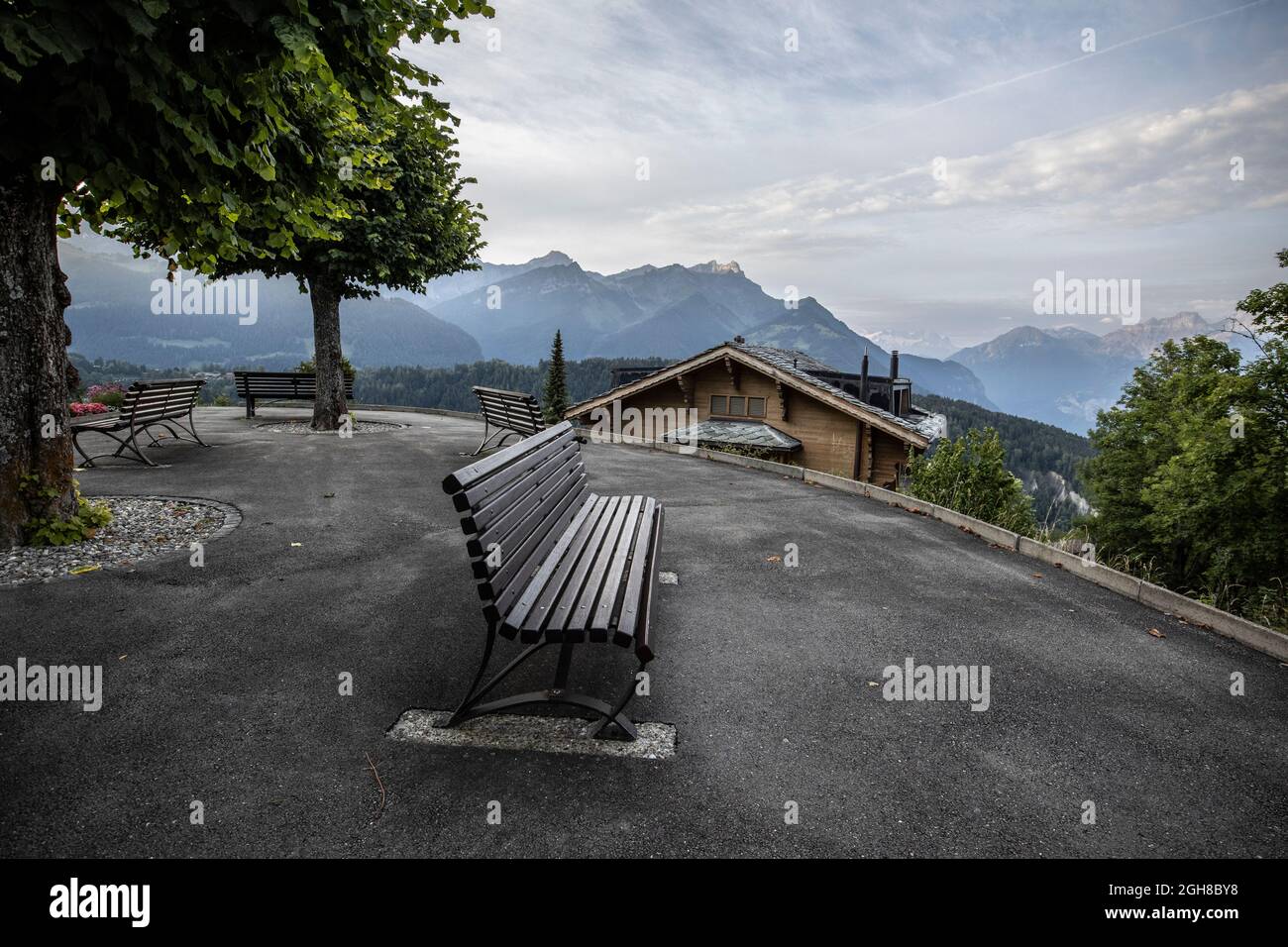 Villars-sur-Ollon, villaggio di montagna situato nella regione occidentale delle Alpi svizzere del Vaud. Foto Stock