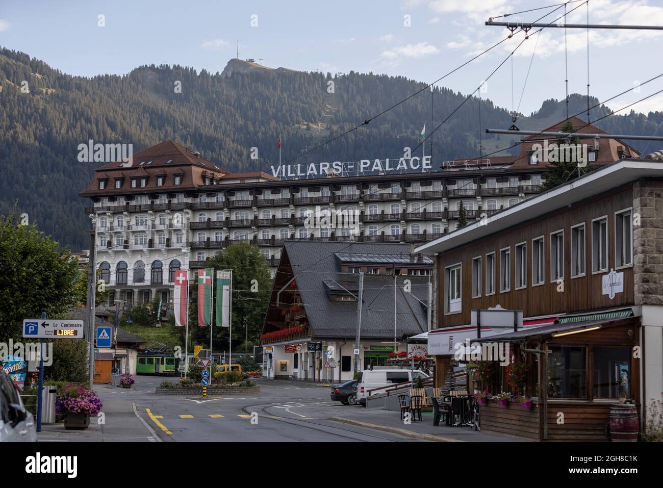 Villars-sur-Ollon, villaggio di montagna situato nella regione occidentale delle Alpi svizzere del Vaud. Foto Stock