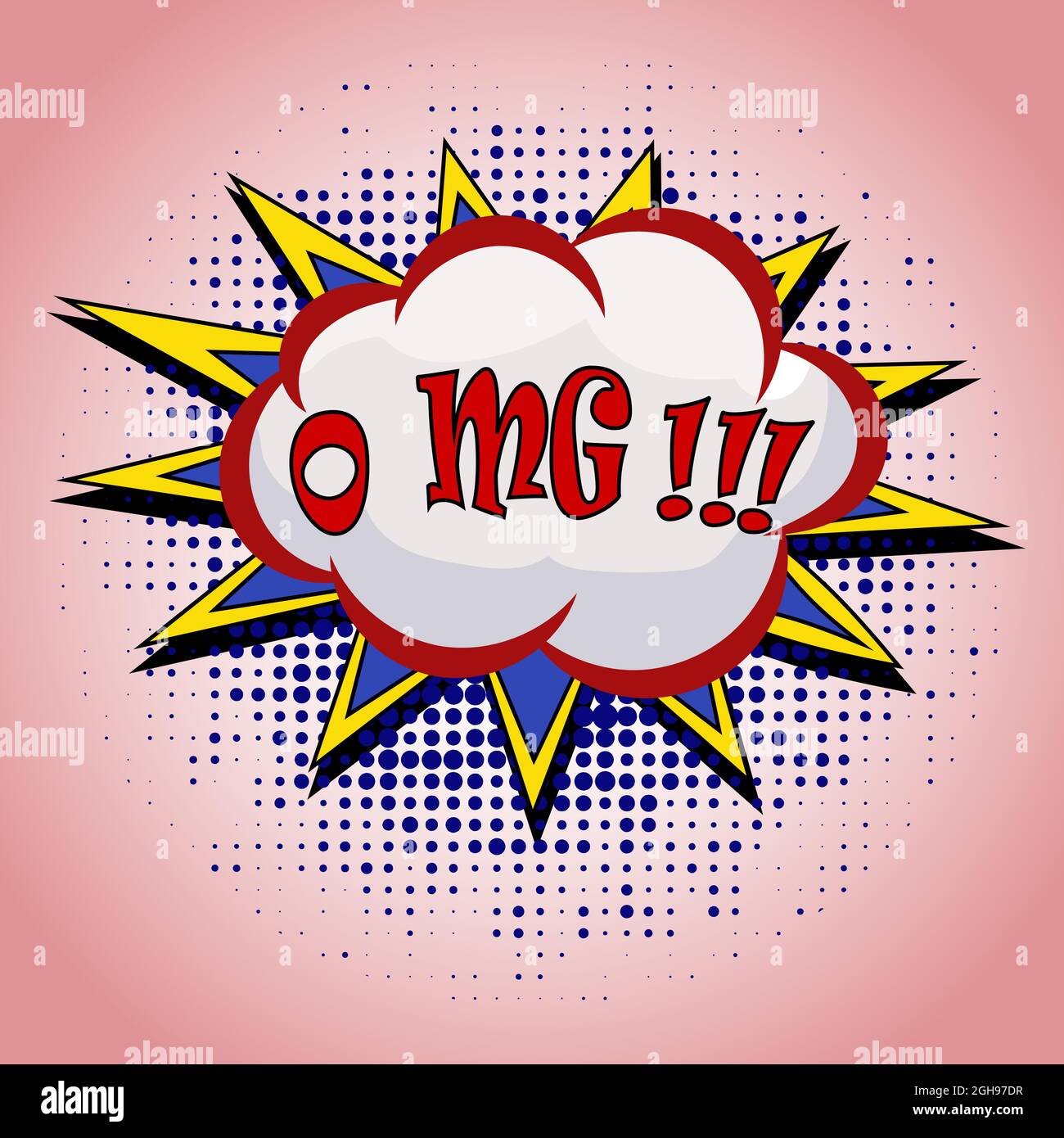 Fumetto fumetto con testo di espressione OMG, Doodle di fumetto parlato bolle. Effetto audio comico. Vettoriale OMG pop art vintage background Illustrazione Vettoriale