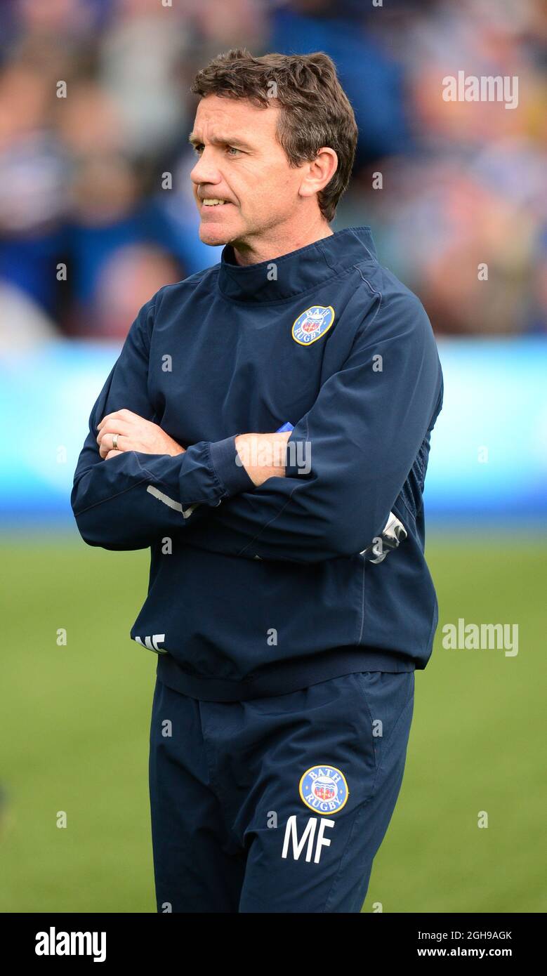 Mike Ford Head Coach of Bath durante la partita di Amlin Challenge Cup Final 2014 tra Bath e Northampton al Cardiff Arms Park Stadium di Cardiff, Galles, il 23 maggio 2014. PIC Simon Bellis/Sportimage Foto Stock