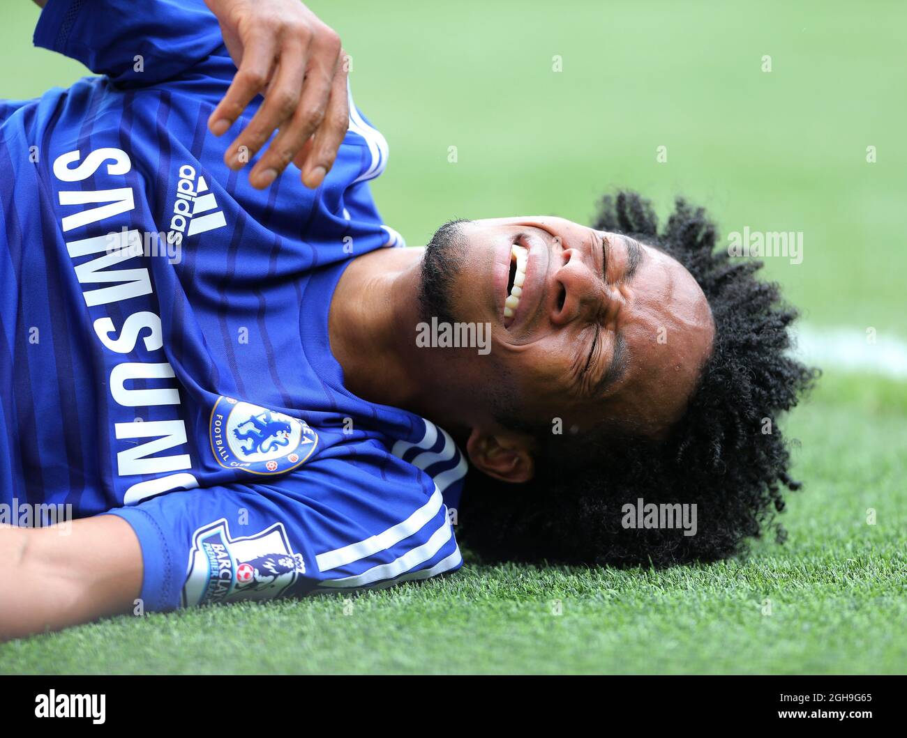 Juan Cuadrado di Chelsea si ferve durante la partita della Barclays Premier League tra Chelsea e Sunderland allo Stamford Bridge di Londra il 24 maggio 2015. Foto: David Klein. Foto Stock