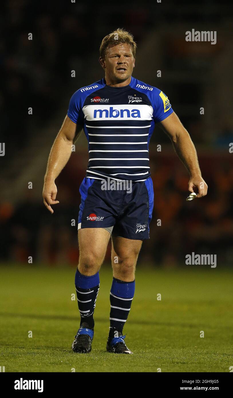 Image #: 39895696 ott. 2, 2015 - Salford, Regno Unito - Dan Braid of sale Sharks - Kings of the North pre season Tournament - Group B - sale Sharks vs Newcastle Falcons - AJ Bell Stadium - Salford - Inghilterra - 2 ottobre 2015 Foto Stock