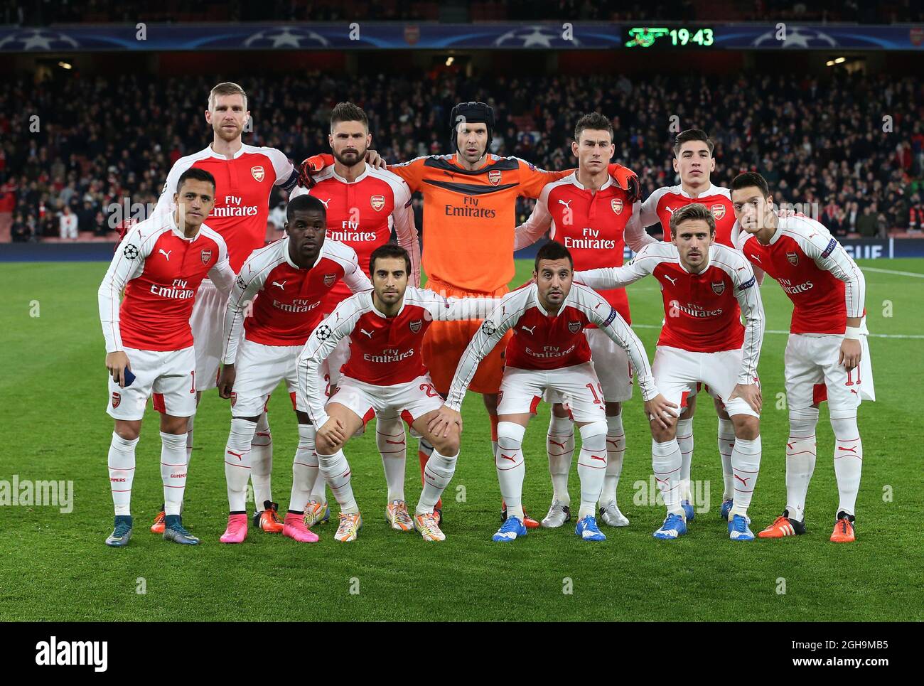 Immagine #: 41144341 Novembre 24, 2015 - Londra, Regno Unito - il gruppo di squadra dell'Arsenal..UEFA Champions League- Arsenal v Dinamo Zagreb - Emirates Stadium - Inghilterra - 24 Novembre 2015 - Foto David Klein Foto Stock