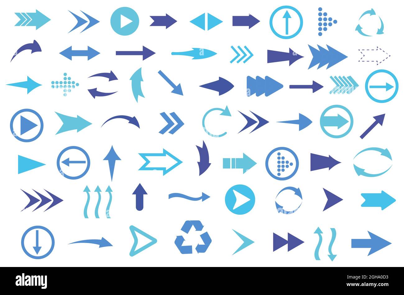 Set di frecce vettoriali su bianco Illustrazione Vettoriale