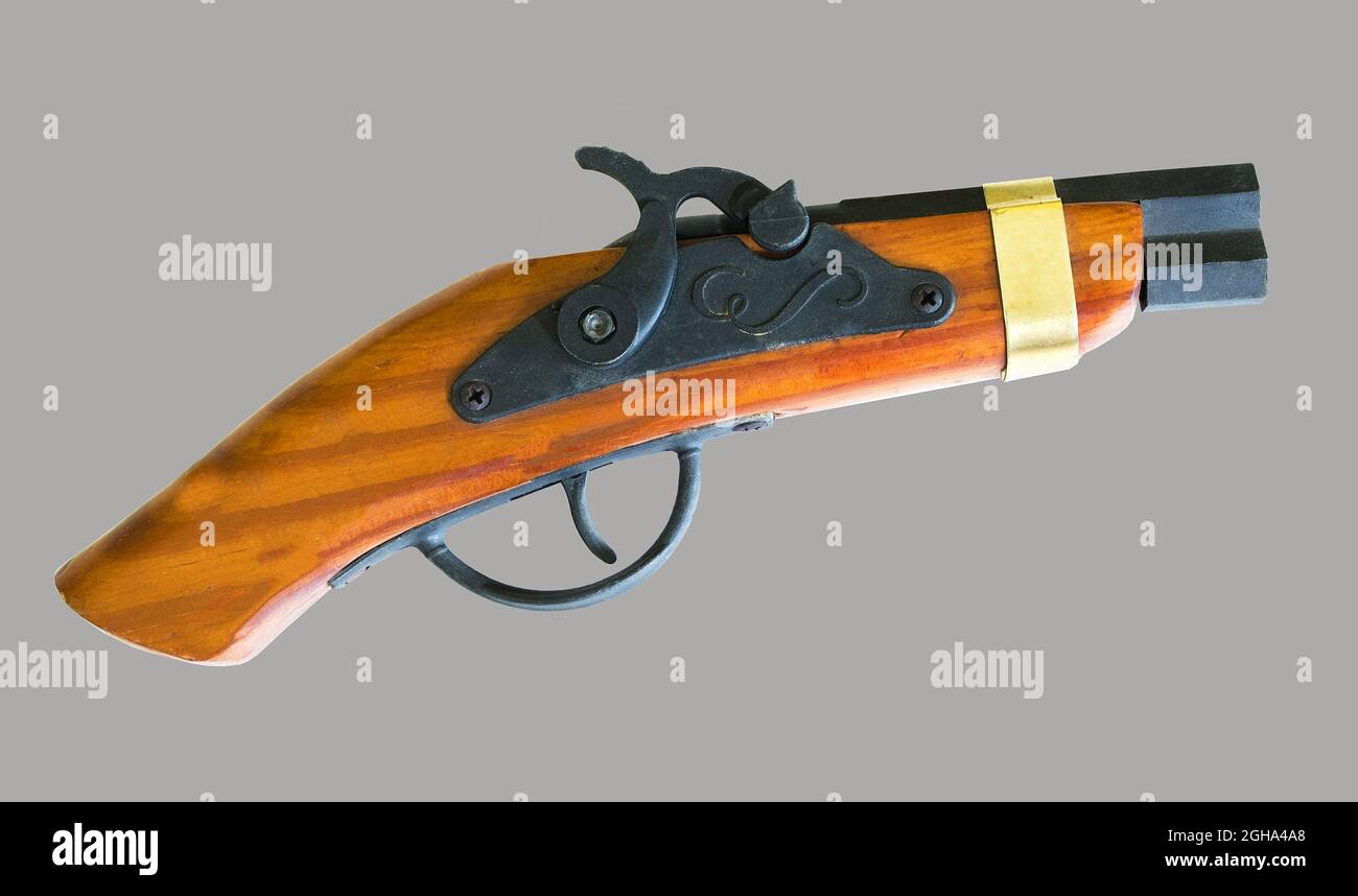 pistola giocattolo vintage / pistola cappuccio giocattolo rivoluzionaria replica di guerra Foto Stock