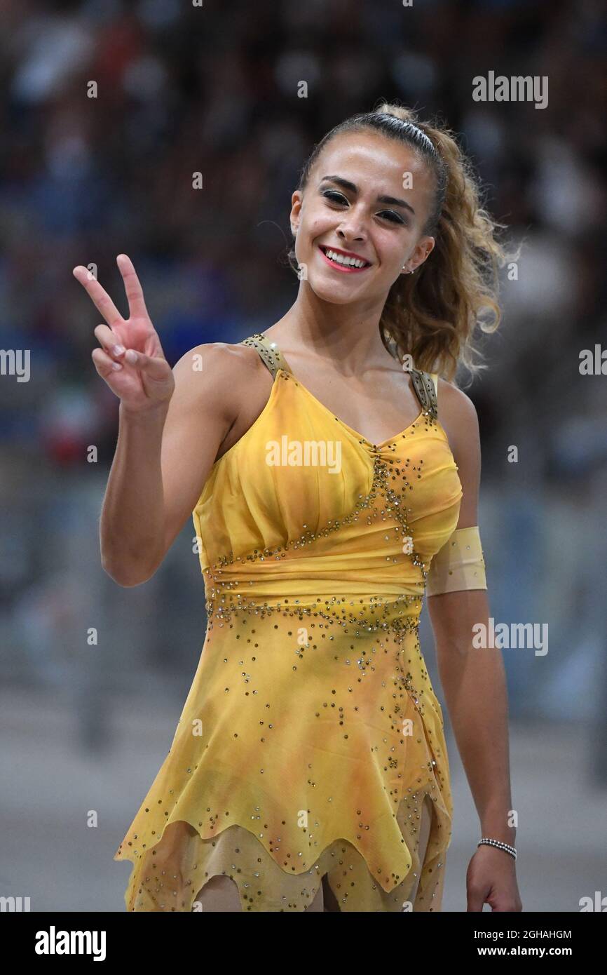 ROBERTA SASSO, Italia, si esibisce in Junior solo Dance - Style Dance ai Campionati europei di pattinaggio artistico a rotelle 2021 presso il Play Hall, il 05 settembre 2021 a Riccione, Italia. Credit: Raniero Corbelletti/AFLO/Alamy Live News Foto Stock