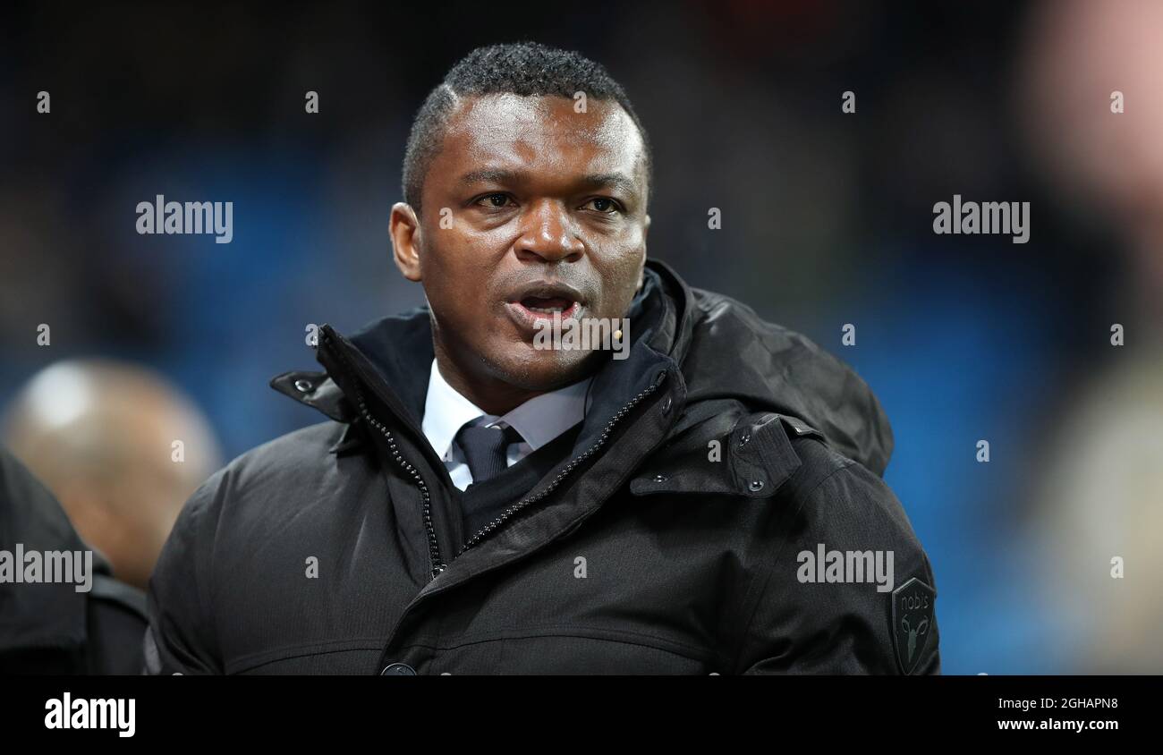 Marcel Desailly prima della partita del Champions League Round del 16 all'Etihad Stadium, Manchester. Data foto: 21 febbraio 2017. Il credito PIC dovrebbe essere: Lynne Cameron/Sportimage via PA Images Foto Stock