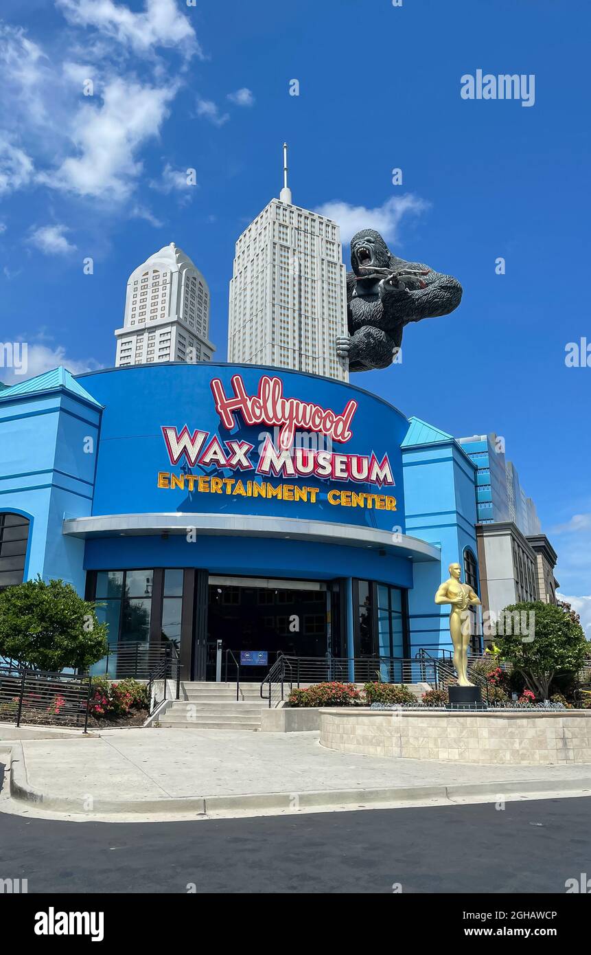 Myrtle Beach, SC / USA - 1 settembre 2021: Vista frontale dell'Hollywood Wax Museum Entertainment Center of Broadway at the Beach in Myrtle Beach Foto Stock