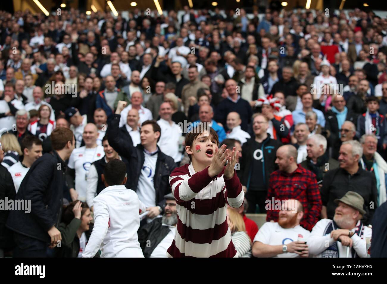 Tifosi durante la partita delle sei Nazioni al Twickenham Stadium, Londra. Data foto: 11 marzo 2017. Il credito fotografico dovrebbe essere: Lynne Cameron/Sportimage via PA Images Foto Stock