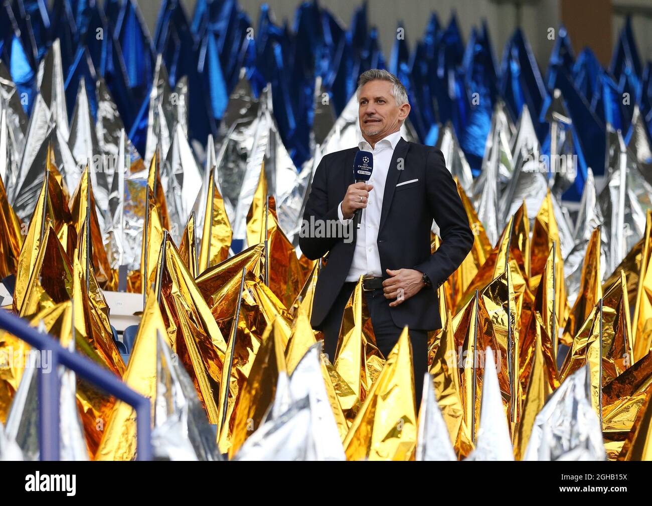 BTÕs Gary Lineker durante la seconda tappa della Champions League Quarter-Final al King Power Stadium di Leicester. Data foto: 18 aprile 2017. Il credito PIC dovrebbe essere: David Klein/Sportimage via PA Images Foto Stock