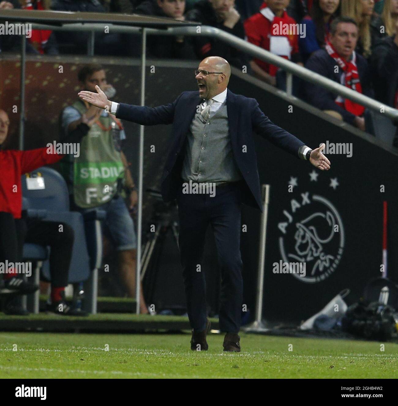 Peter Bosz manager di Ajax durante la finale della UEFA Europa League presso la Friends Arena di Stoccolma. Data foto: 24 maggio 2017. Il credito deve essere: Matt McNulty/Spaltimage via PA Images Foto Stock